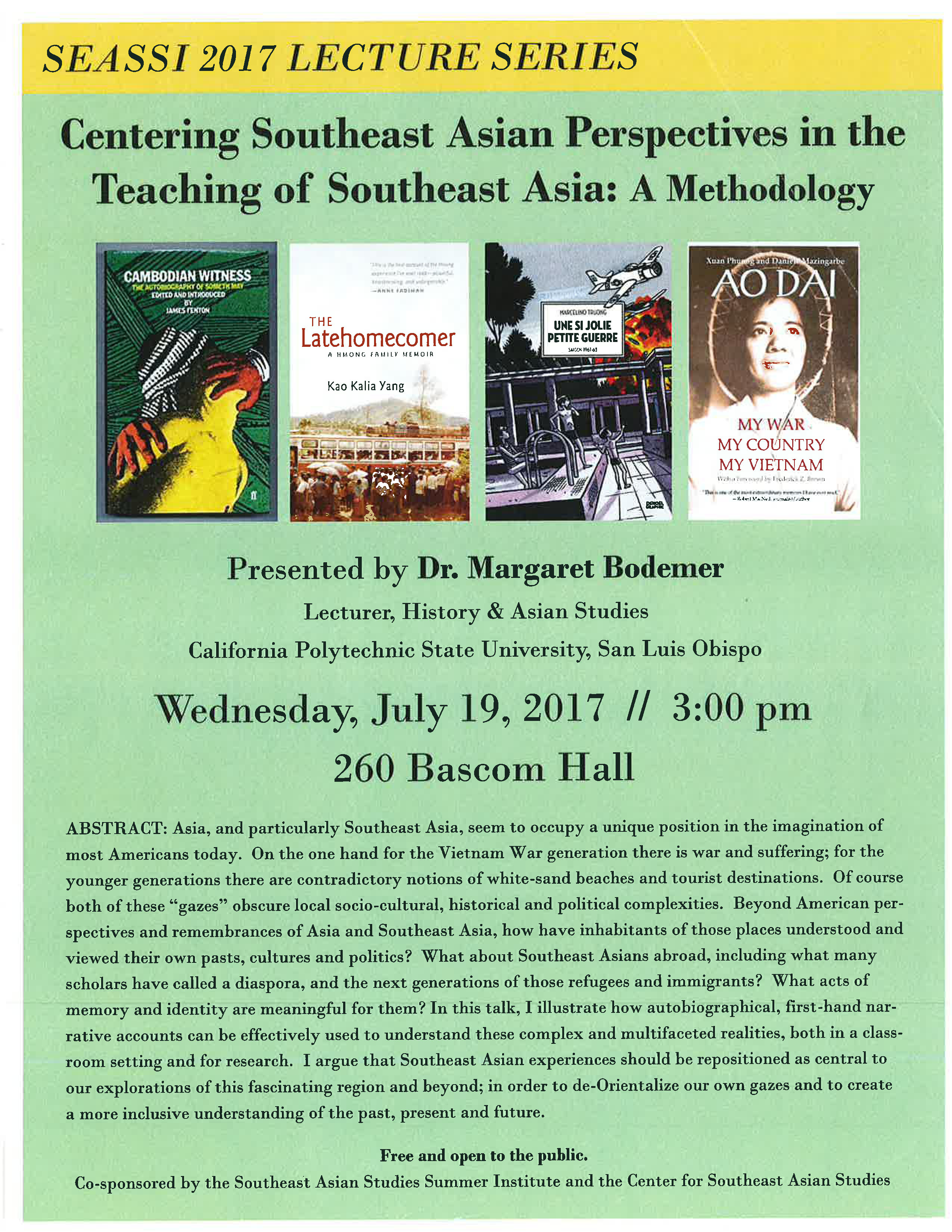 Dr. Bodemer Gives Lecture at U of Wisconsin Madison History